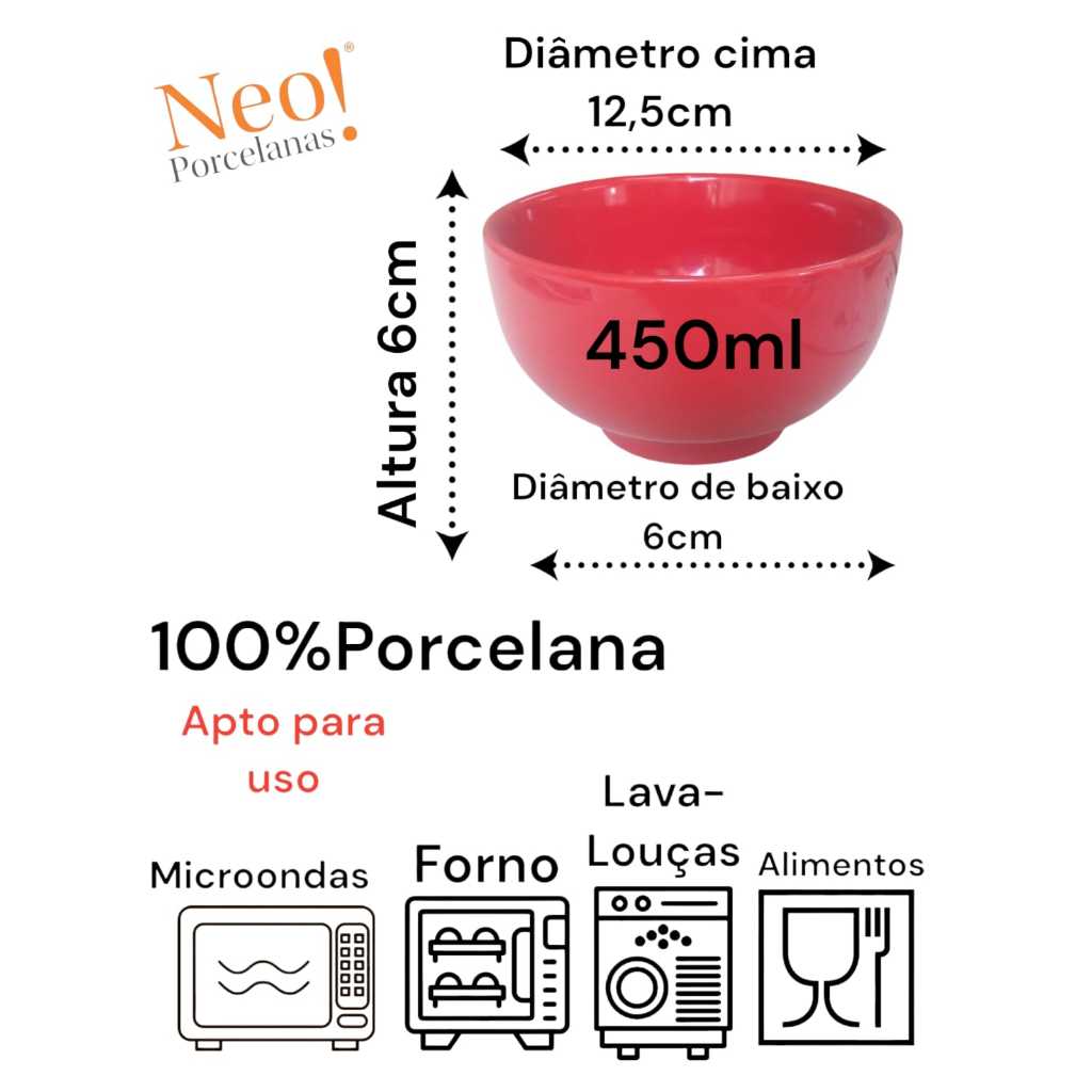 Cumbuca Porcelana 450ml 1 Peças Bowl Tig ...